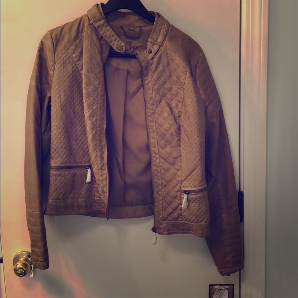 Brand new with tags taupe vegan leather jacket